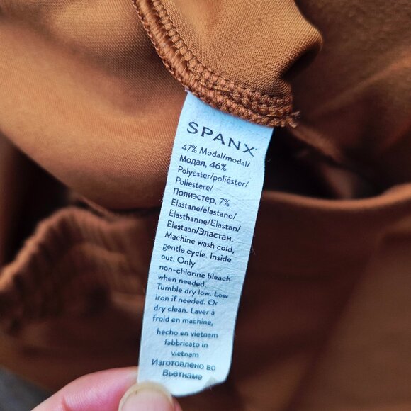 SPANX Air Essentials Wide Leg Pant High-Rise Pull-On Drawstring Butterscotch - Picture 9 of 14